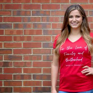 Women Soft V-neck Cherry "For the Love of Family and Brotherhood"